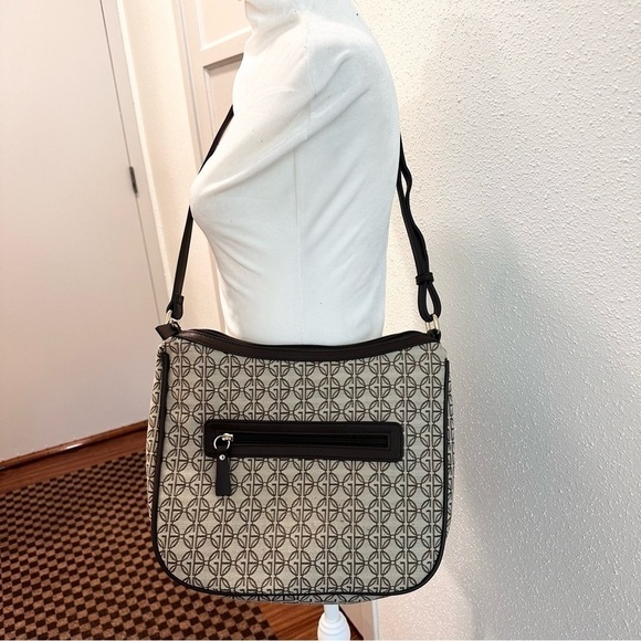 Giani Bernini Horsebit Detail Logo Jacquard Medium Hobo Crossbody Bag Brown - Picture 7 of 14